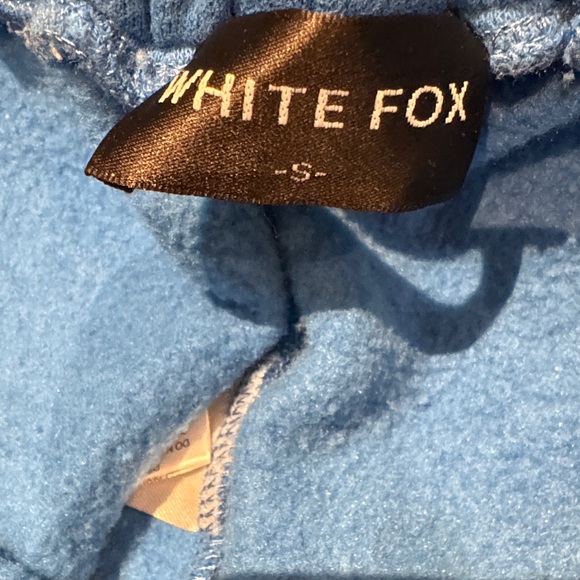 White Fox Boutique Blue Sweatpants with Orange Logo - Picture 3 of 3